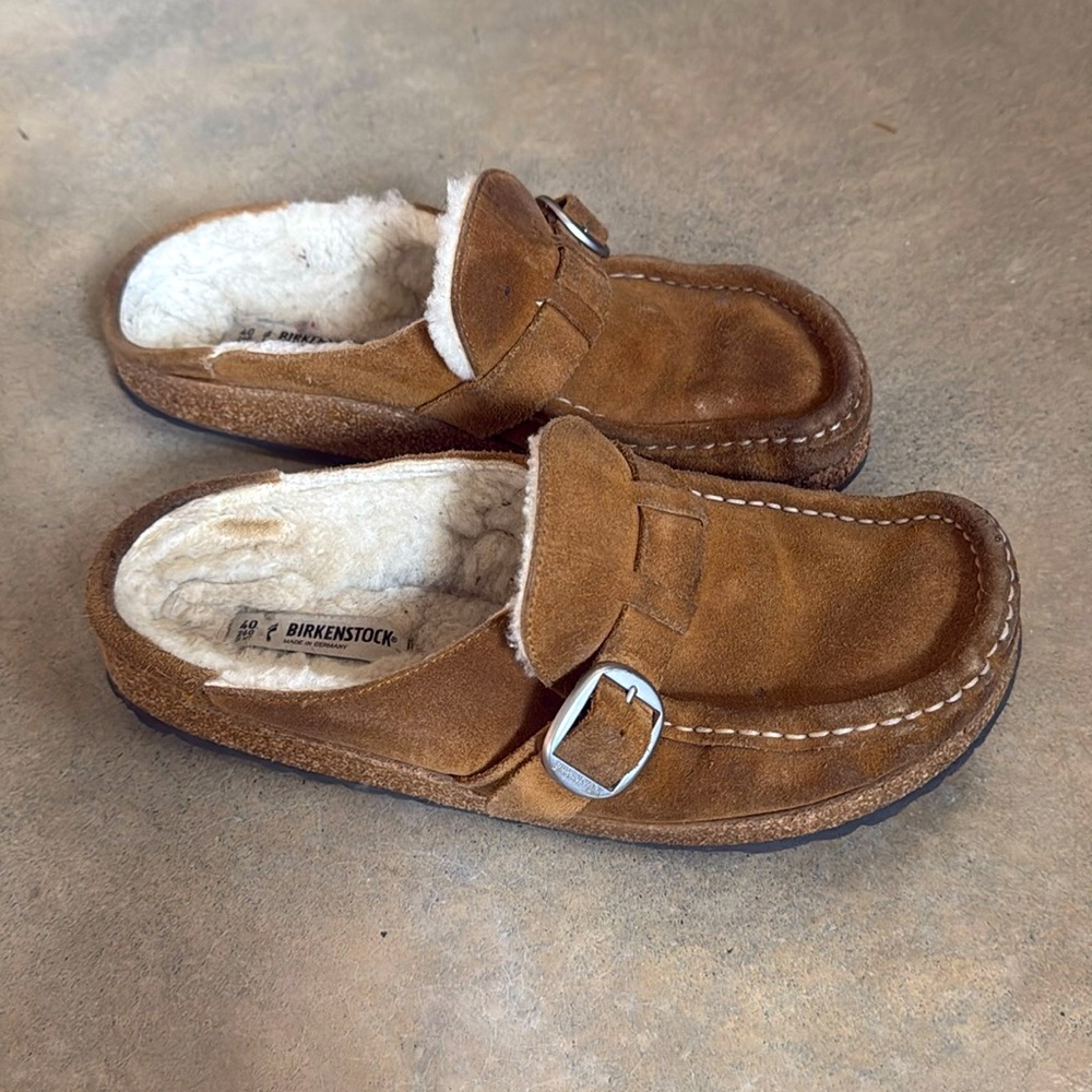 Birkenstock Buckley Shearling Suede Leather clogs